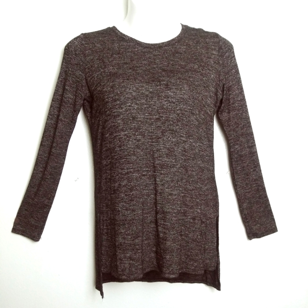 🚨👉 LAST CHANCE 3/$35 Maurices Split Hem Knit Tunic Top Long Sleeves L Charcoal